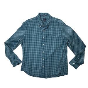 J Crew Shirts Mens XL Black Emerald Slim Untucked Flex Washed Check Button Down